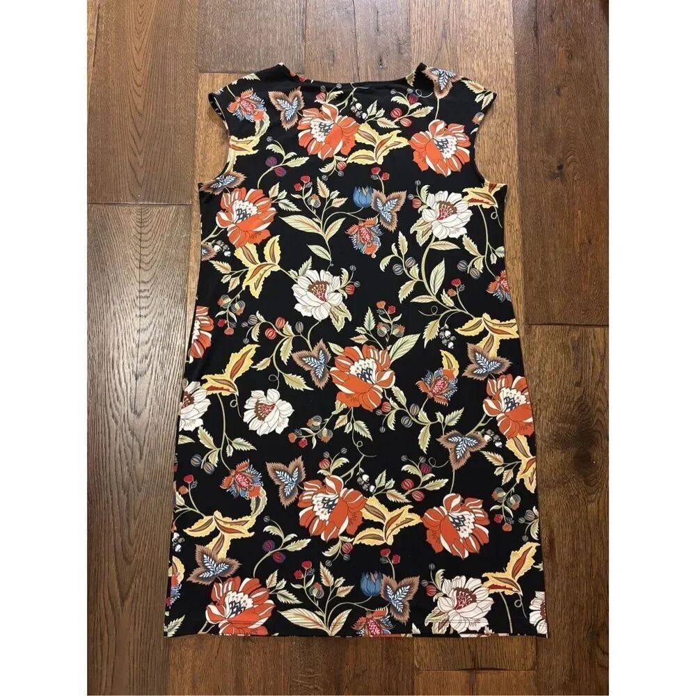 Chico’s black floral jersey shift dress 2 12